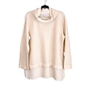 MISOOK Collection Wool Cashmere Sweater L Cream Cozy Warm Winter Preppy Comfy